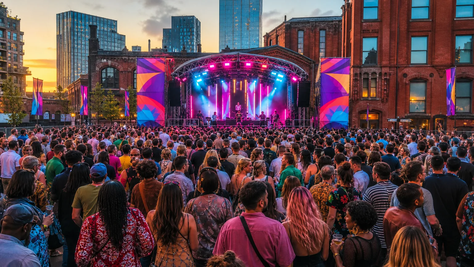 Colourful Manchester city-centre event
