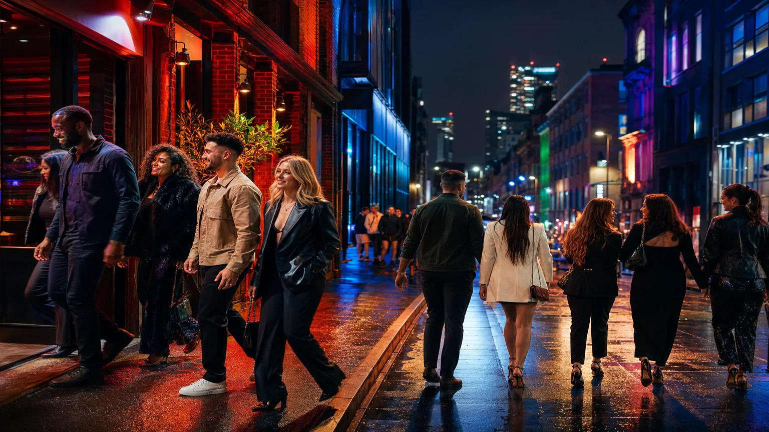 Colourful Manchester nightlife